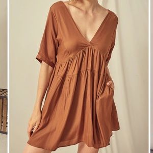 Rust brown shift dress